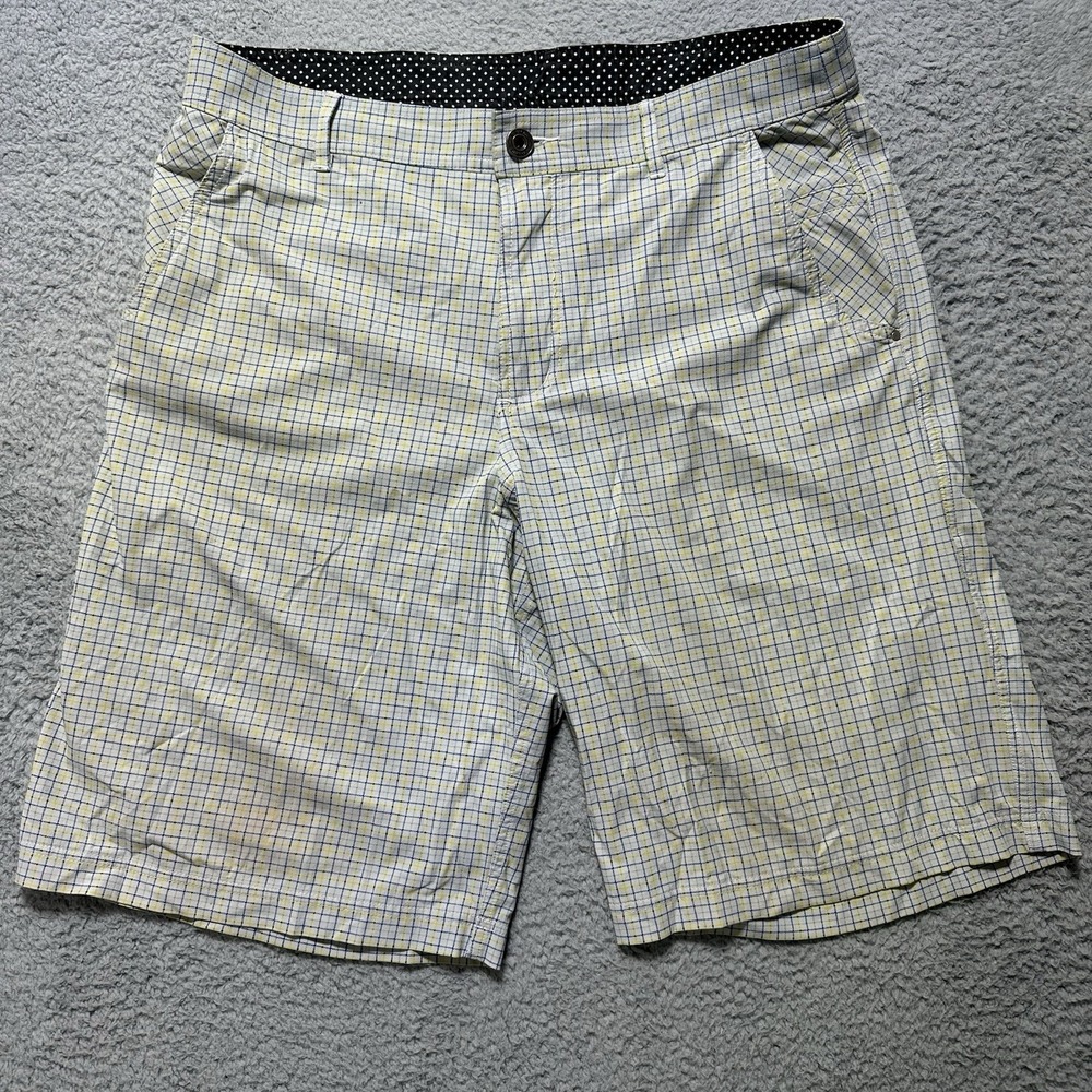 Lululemon Shorts Mens 36‎ 10" Gray White Plaid Kahuna Stretch Performance Golf